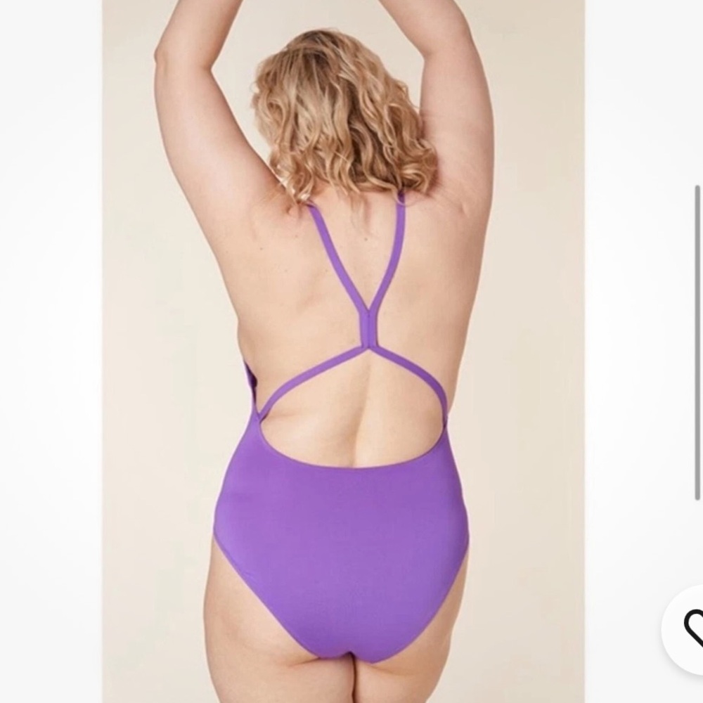 Andie Size Large Marina‎ Violet Purple One Piece Open Back Swimsuit NEW